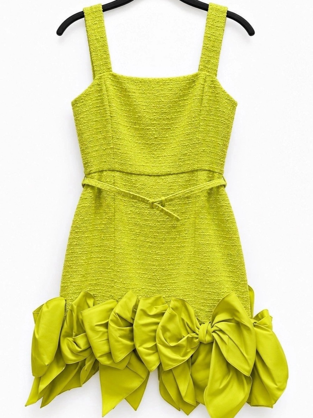 Oscar de la Renta Yellow Floral Ruffle Mini Dress Size 8